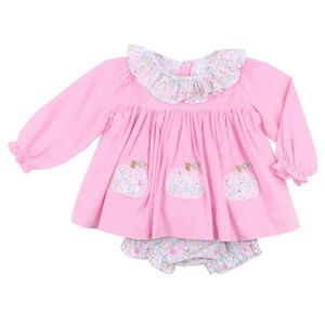 Cecil and Lou pink Corduroy And Liberty Pumpkin Diaper Set